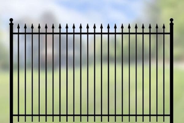 A fence with spikes on it is shown.